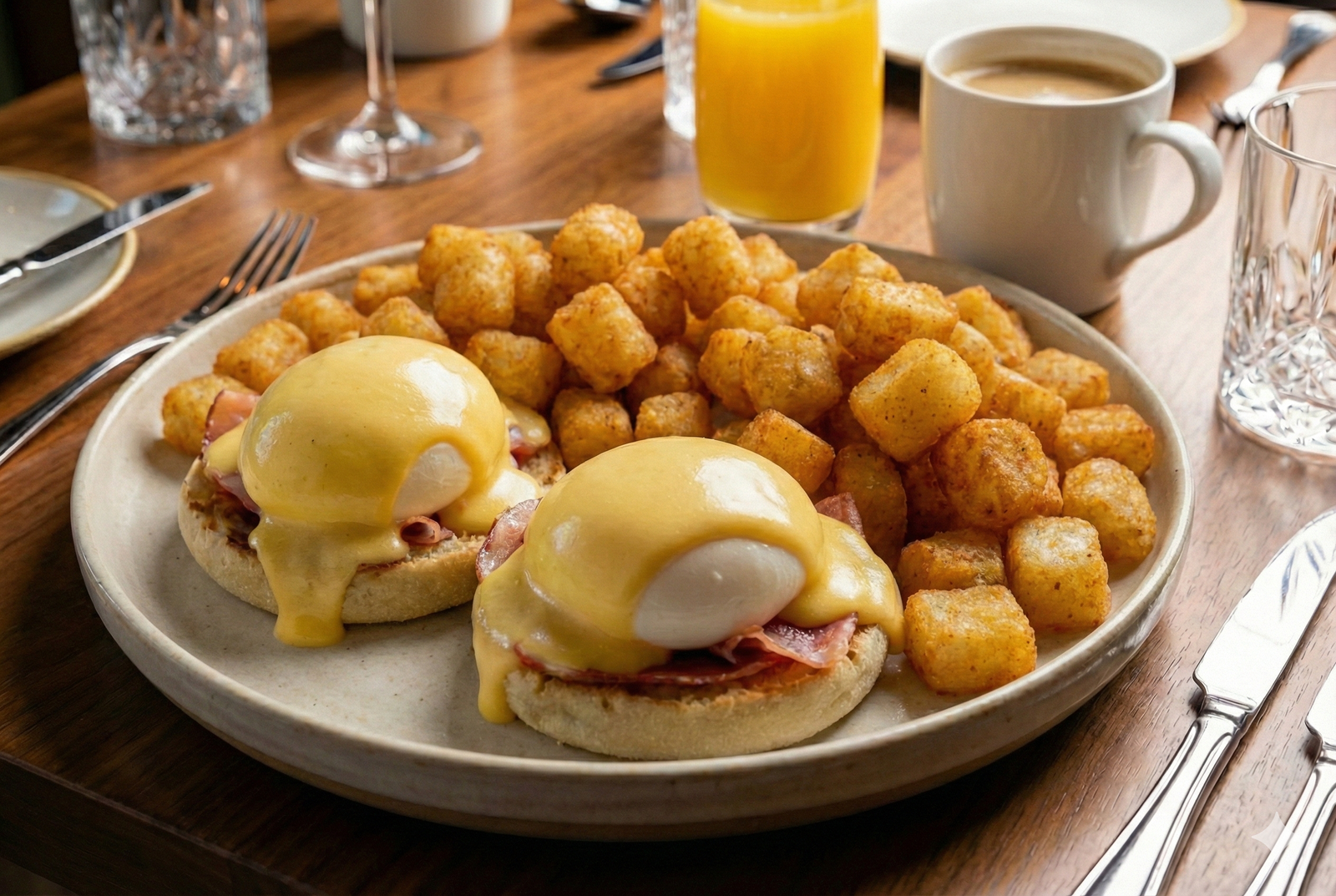 Eggs Benedict - Poached eggs with hollandaise sauce